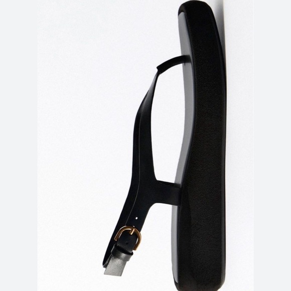 FLATFORM LEATHER SANDALS Black ZARA - Picture 7 of 12